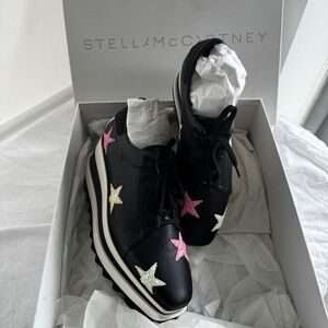 Stella McCartney Elyse Stars Black Platform Sneakers 38.5 - New Never Worn